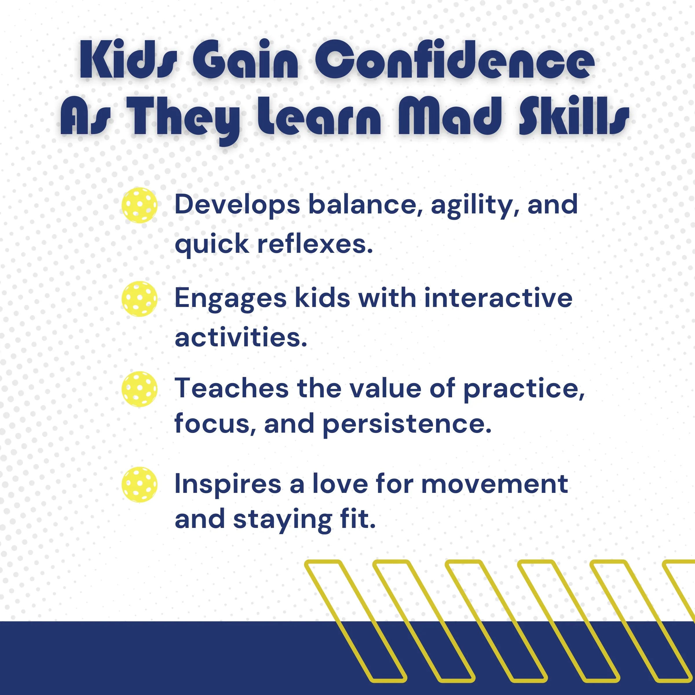 Kids confidence and skills infographic, benefits of interactive activities and fitness for kids.