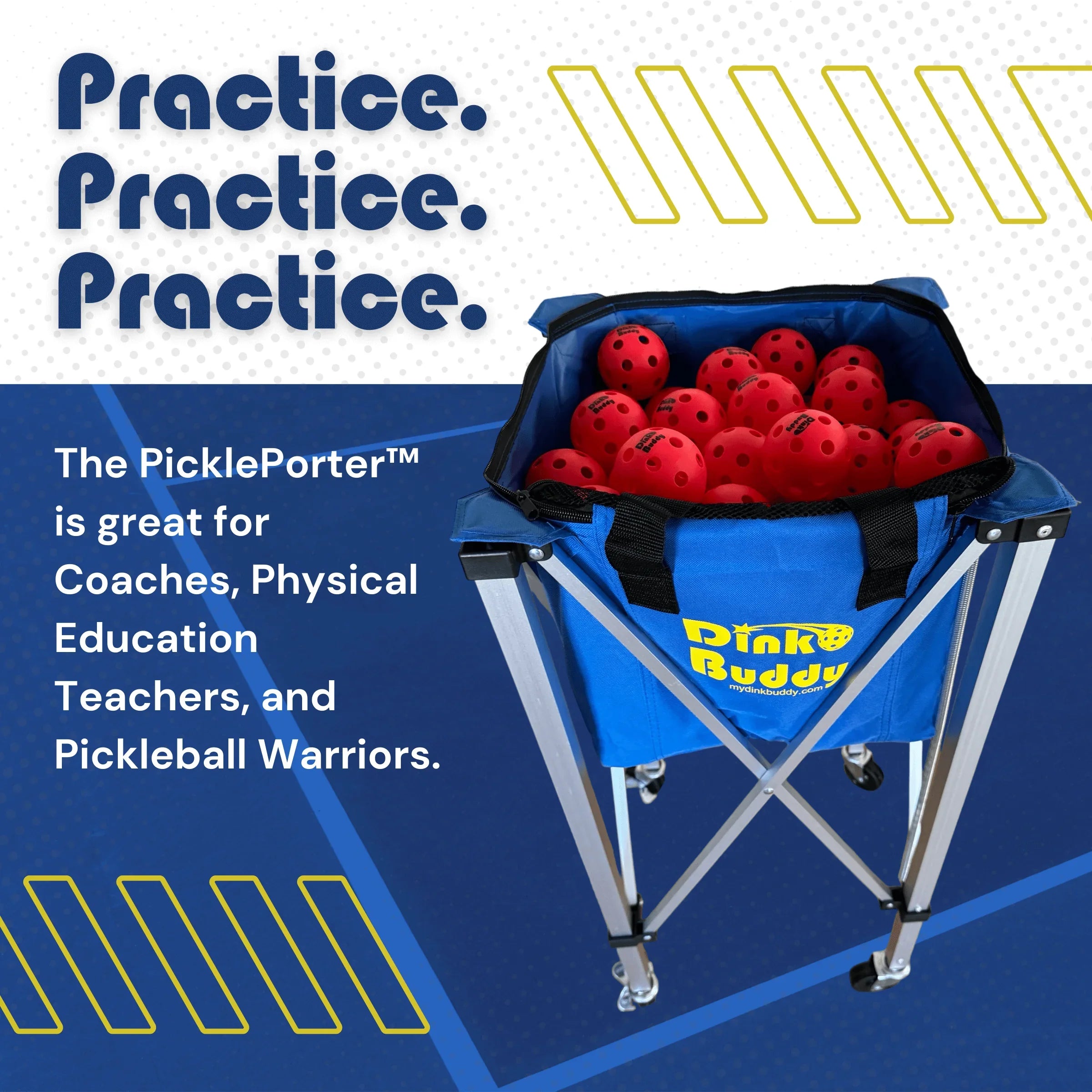 pickleball ball hopper PicklePorter pickleball court equipment for coaches and players