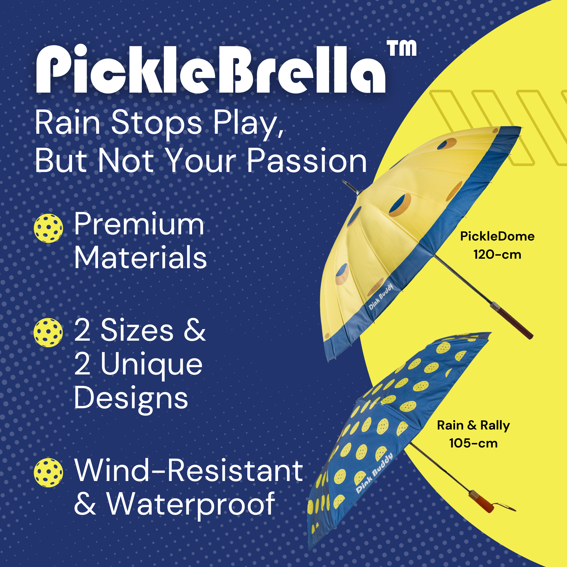 PickleBrella – Rain & Rally 105 cm Umbrella