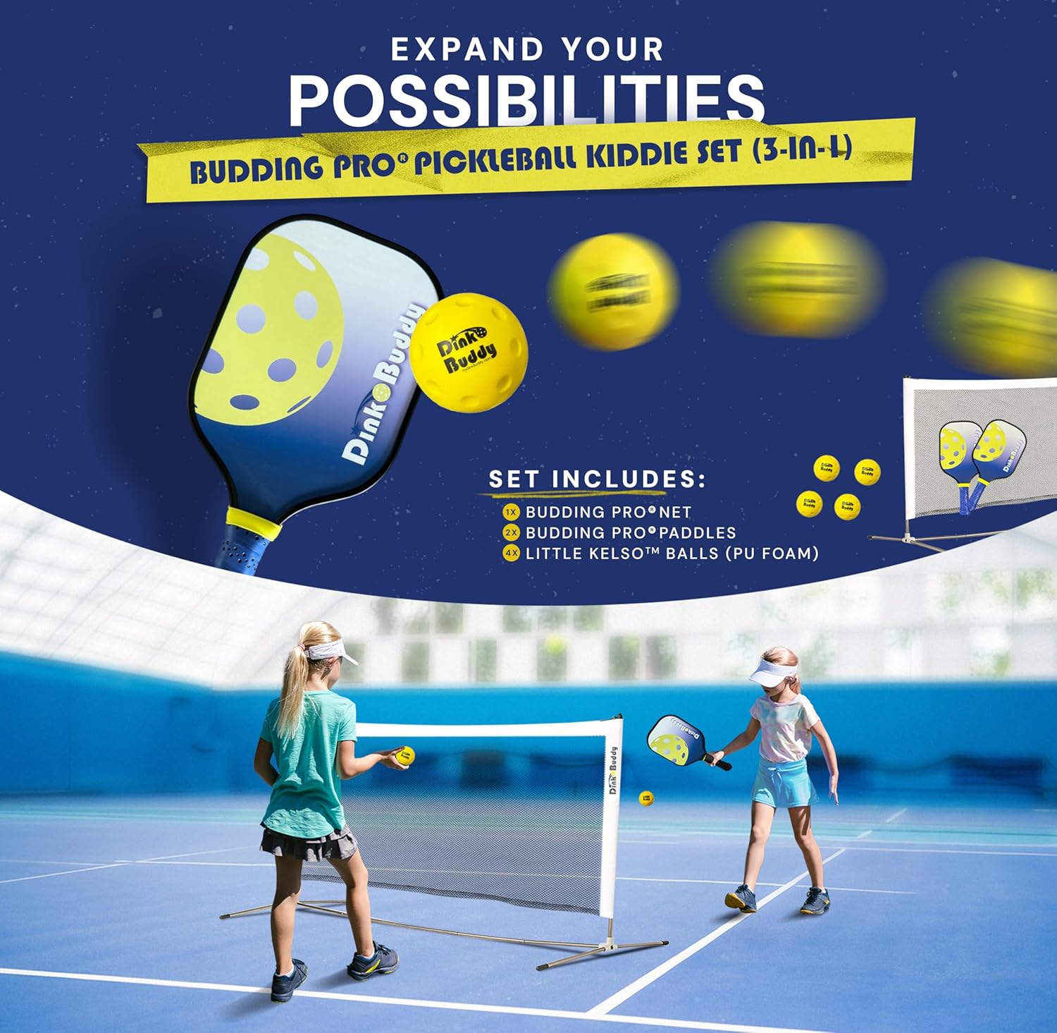 Budding Pro Pickleball Kids Set, 2-in-1